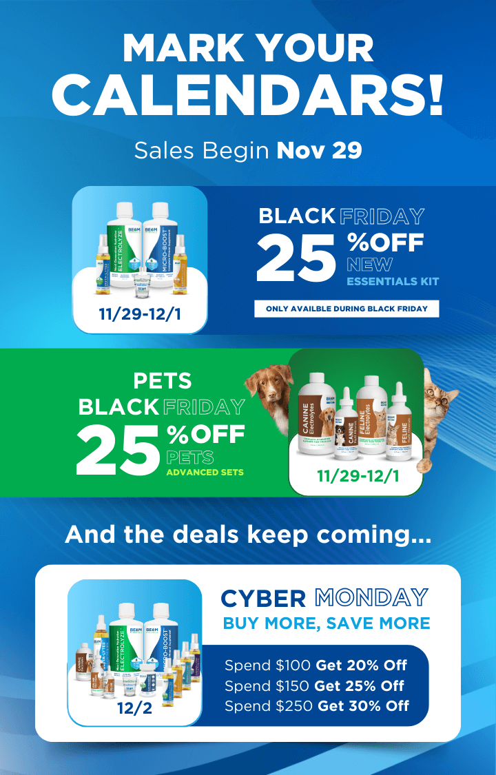 Black friday deals: 25% off on our exclusive essentials kit, 25% off our Pets Advanced Set, Up to 30% off on Cyber Monday