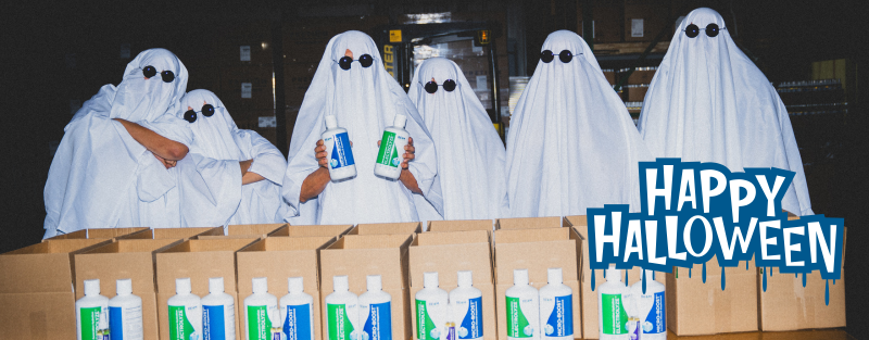 Beam Minerals fam dressed up as ghosts. 